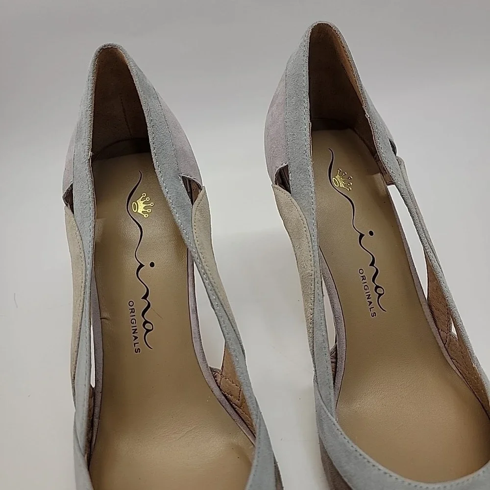 Nina Originals Agenda Suede Pastel Color Block Cut Out Heels US Size 10 Pretty